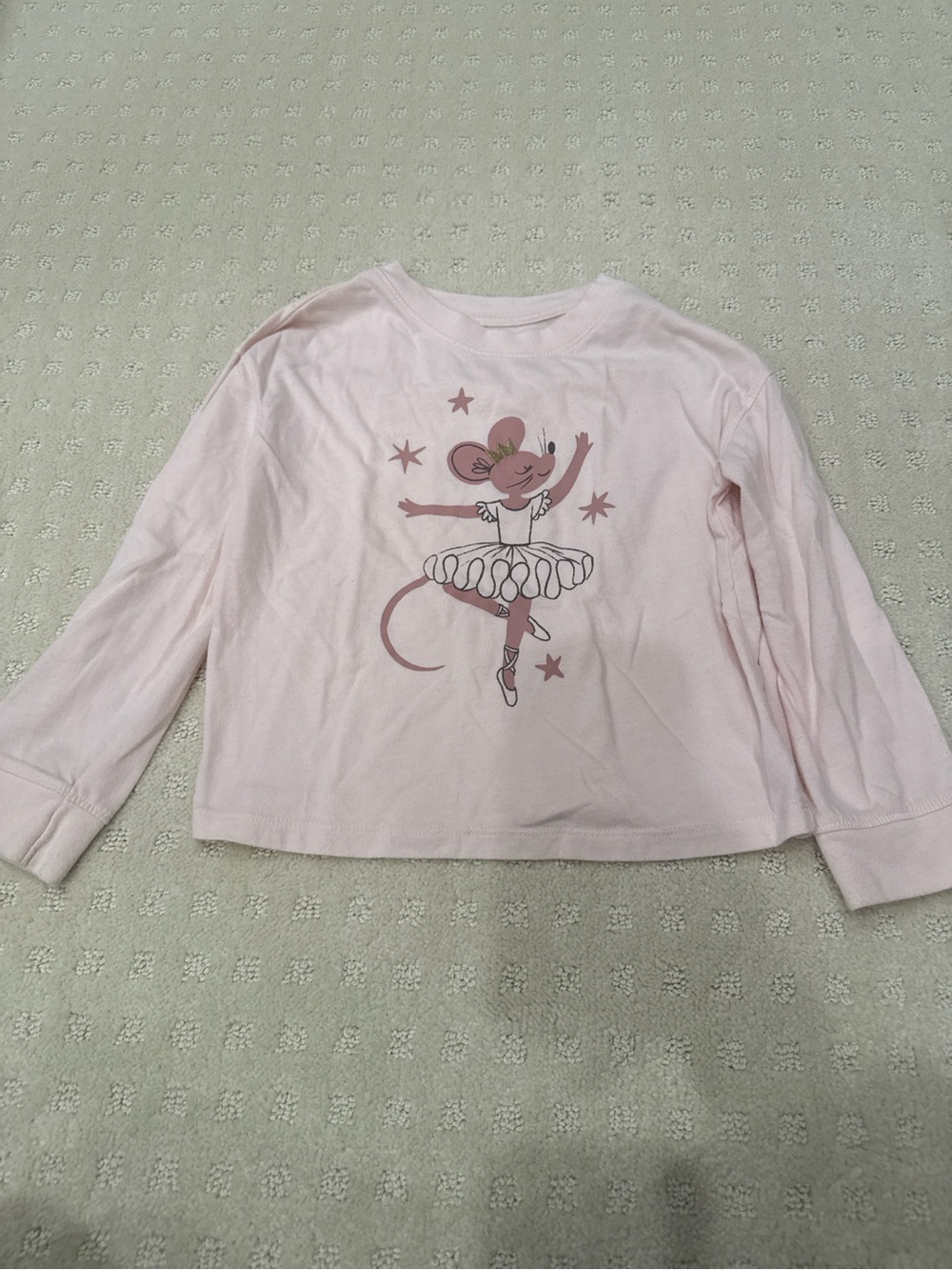 Cat & Jack Girls Pink Ballerina Mouse Long Sleeve Shirt Size 4T